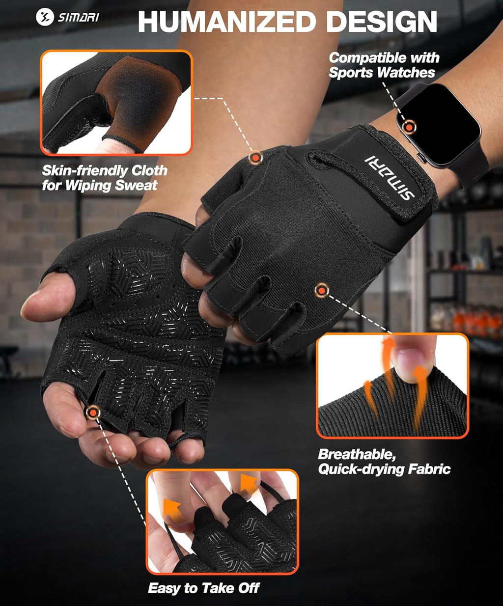 SIMARI Workout Gloves - Breathable Weight Lifting Gloves with Full Palm Protection | Black & Pink Sizes Available