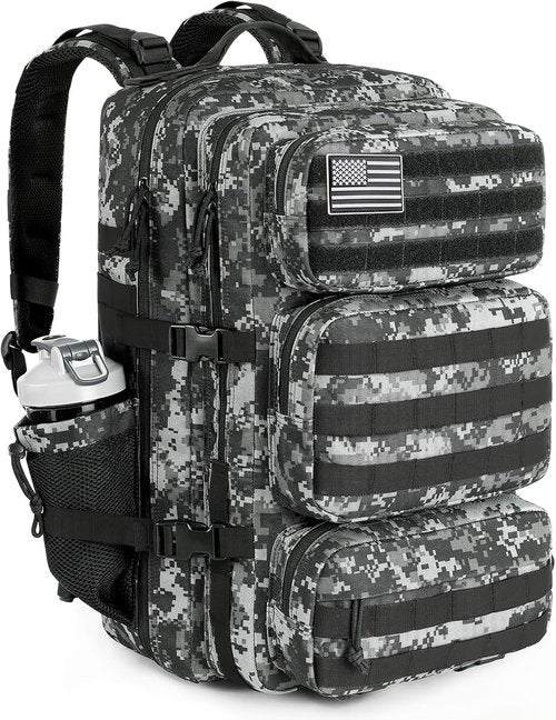 Military Tactical Backpack - 25L Molle Assault Pack | Water-Resistant Heavy-Duty Rucksack - Black Digital Camo