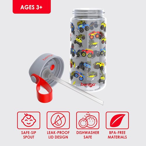 Bentgo® Kids Lunch Bag Set - New & Improved 2023 Water Bottle for Trucks | Durable & Stylish