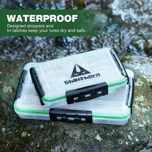 Ghosthorn Fishing Tackle Box - Waterproof Organizer with Removable Dividers | 2 Pack (3600 Size)