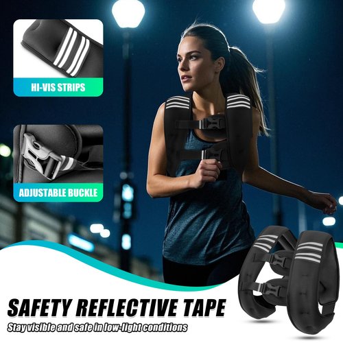 WTREE Weighted Vest Men or Women - 12 lb Weights with Reflective Stripe, Weighted vest for Workout Equipment for Strength Training Night Running