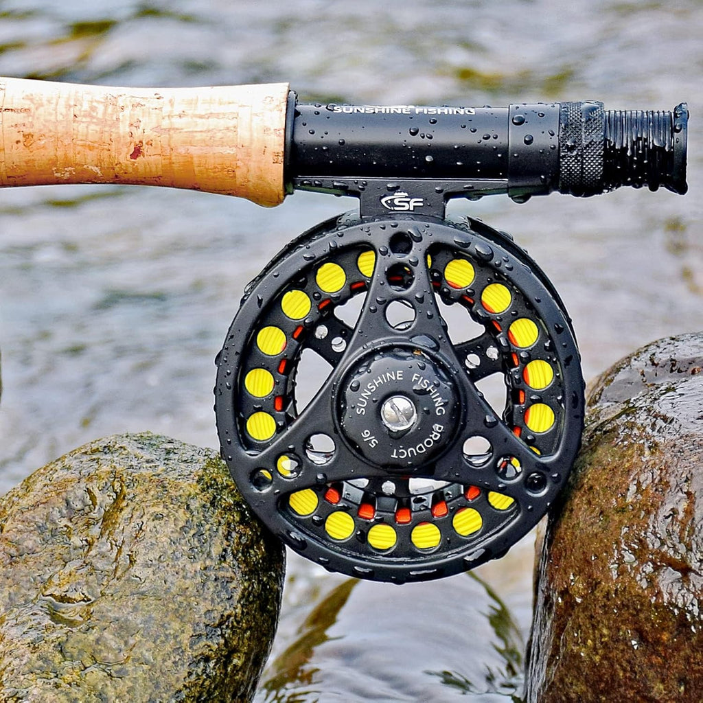 SF SF-001 Large Arbor Fly Fishing Reel with Aluminum Alloy Body 3/4wt 5/6wt 7/8wt Die Cast Pre-Loaded Fly Reel with Line Combo for Trout Bass Carp Pike Panfish