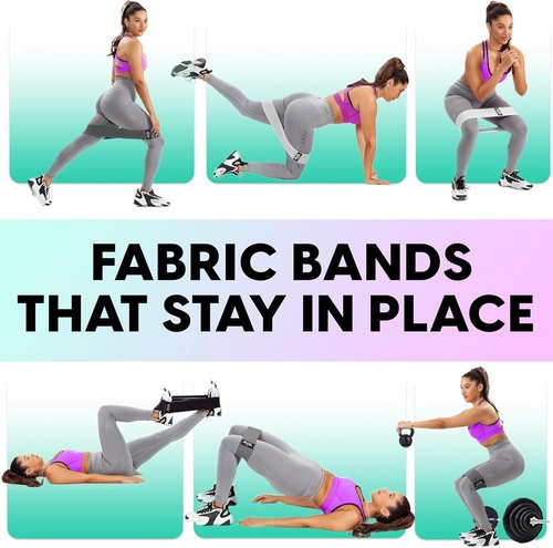 Fabric Resistance Bands - 4 Durable Non-Slip Workout Bands for Men & Women | Multiple Resistance Levels for Legs, Butt, and Abs