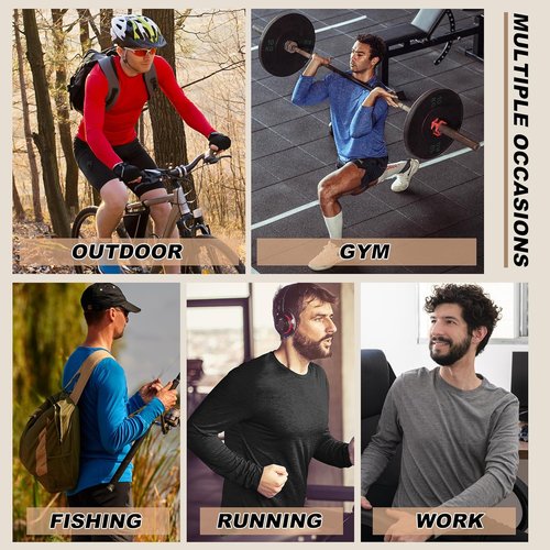 MLYENX Long Sleeve Workout Shirts for Men - UPF 50+ UV Protection, Quick Dry, 7 Pack