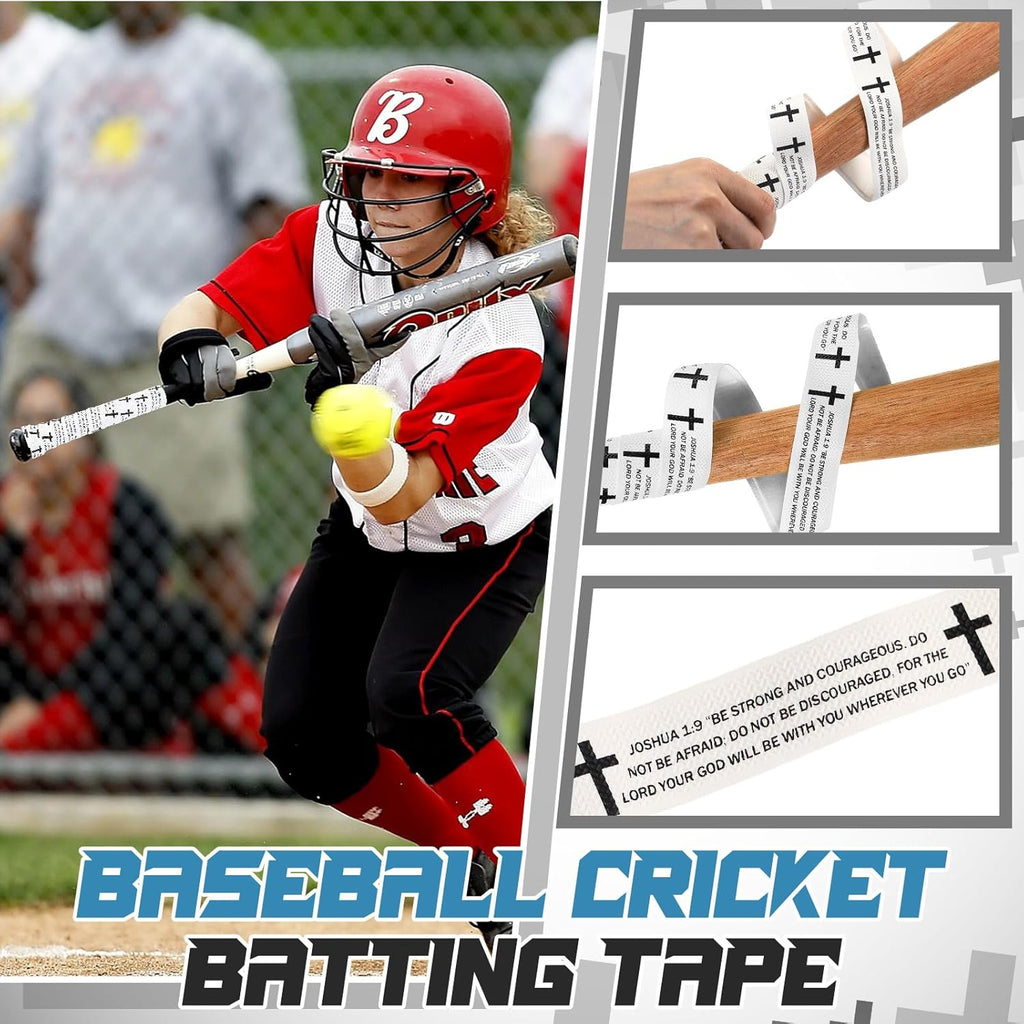 Pushglossy Christian Baseball Bat Grip Tape - 1.5mm Precut Non-Slip Faith Cross Design