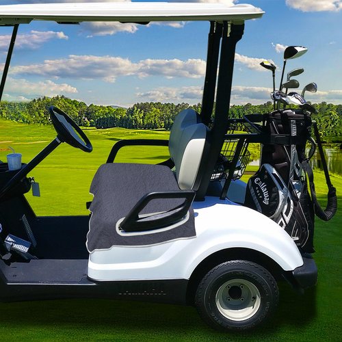 YOKYHOM Golf Cart Seat Covers for 2/4-Seater, Microfiber Seat Towel Blanket, Keeps Seats Cool, Clean & Comfortable, Fits EZGO, Club Car, Yamaha, 51"x31", Grey Black