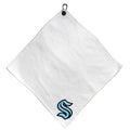 Team Golf NCAA Seattle Kraken Microfiber Towel - 15" X 15" (White) with Carabiner Clip, Premium Microfiber with Deep Waffle Pockets - Superior Water Absorption and Quick Dry Golf Cleaning Towel