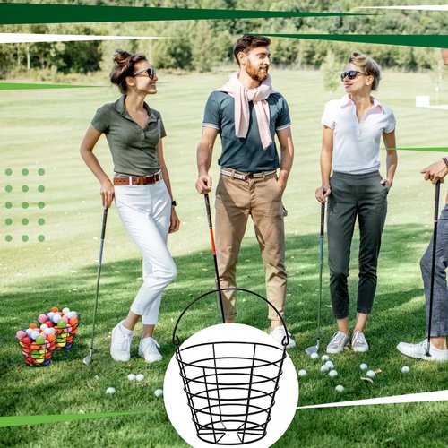 Wettarn 20 Packs Bulk Metal Wire Golf Ball Basket with Handle Stainless Steel Golf Basket Ball Holder Container for Summer Storage Practice Accessories, Black