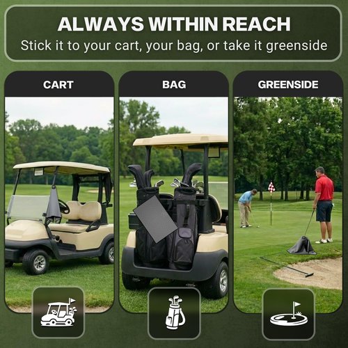 Fore Supply Golf Towel with Magnet - Premium Absorbent Microfiber Towel with Clip - 24"x16" - for Cart, Club or Bag - Golf Rag, Accessories & Golfing Gear - Waffle Weave Pattern (Grey)