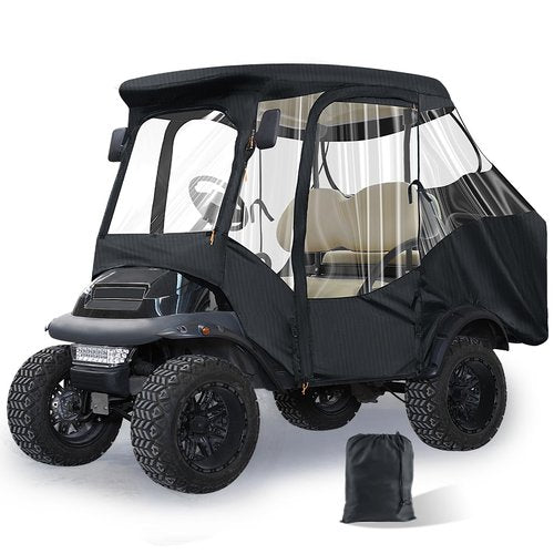 CartClan Club Car Precedent Enclosure, Golf Cart Enclosure Suitable for 4 Passengers Club Car Precedent Model, 600D Waterproof Heavy Duty Rain Cover with 4-Sided Clear PVC Windows & Zippered Doors