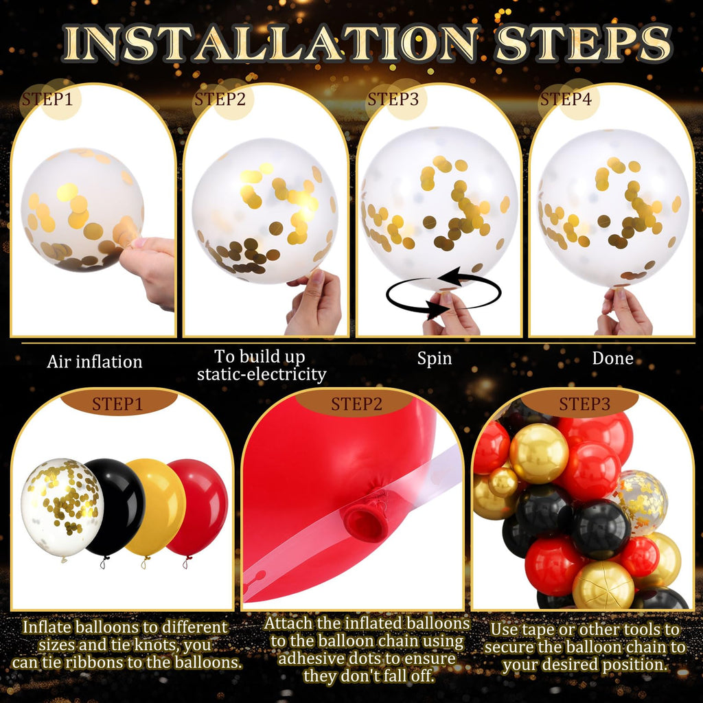 Tiamon 108 Pcs VIP Theme Party Decorations - Red Carpet with VIP Photo Backdrop Star Stickers Red Gold Black Balloons Markers for Movie Night Themed Prom Birthday Party Decorations