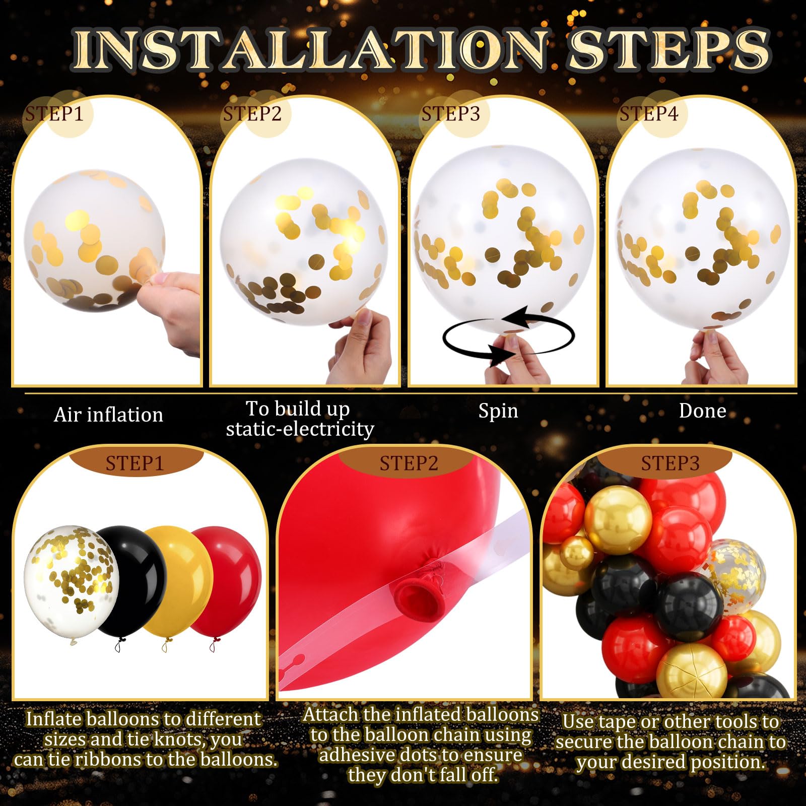 Tiamon 108 Pcs VIP Theme Party Decorations - Red Carpet with VIP Photo Backdrop Star Stickers Red Gold Black Balloons Markers for Movie Night Themed Prom Birthday Party Decorations