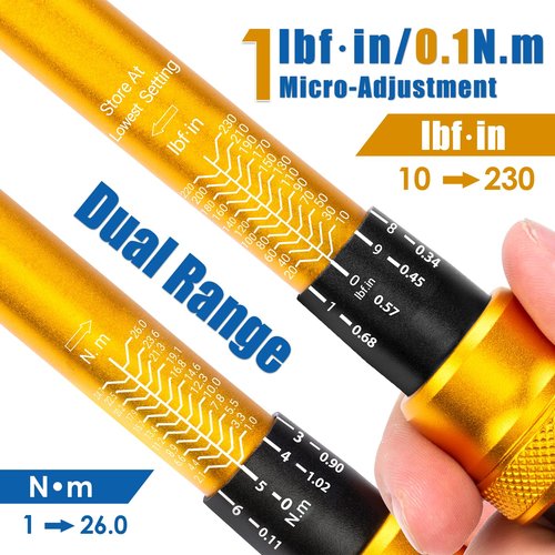 YIYEIE 50Pcs Master Bike Torque Wrench Set, 1/4 Inch Drive, 10-230 IN.LB (1-26.0 Nm), Inch Pound Click Torque Wrench with Bit Sockets, 0.1 Nm Micro, 3/8 Adapter, Pro Bicycle Tool Kit for MTB