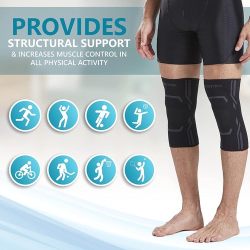 Bodyprox Knee Compression Sleeve - Support Brace for Running & Workouts | 2-Pack, Small Size