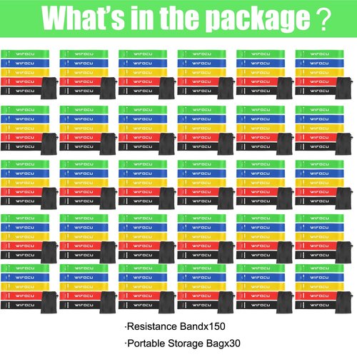 150 Pcs Bulk Fitness Resistance Bands Set for Gym Members Sports Class Students Gift, 5 Pieces Each with Storage & Carry Bag, Professional Grade Elastic Bands for Home Outdoor Workout Yoga Pilates