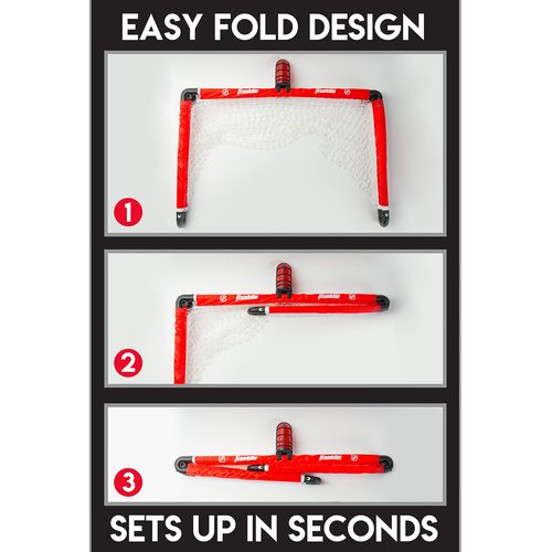 Franklin Sports Mini Hockey Goal Set - NHL Light Up Knee Hockey Goal and Stick Set with Hockey Ball - Perfect for Indoor Floor Hockey and Knee Hockey, Red, 36" L x 36" W x 24" H