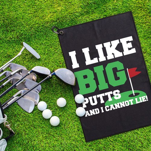 GEYGIE I Like Big Put and I Cannot Lie Printed Microfiber Golf Towel, Funny Golf Towel Gifts and Golf Accessories for Men Women Dad Mom Grandpa, Fathers Day Birthday Gift for Golf Lover