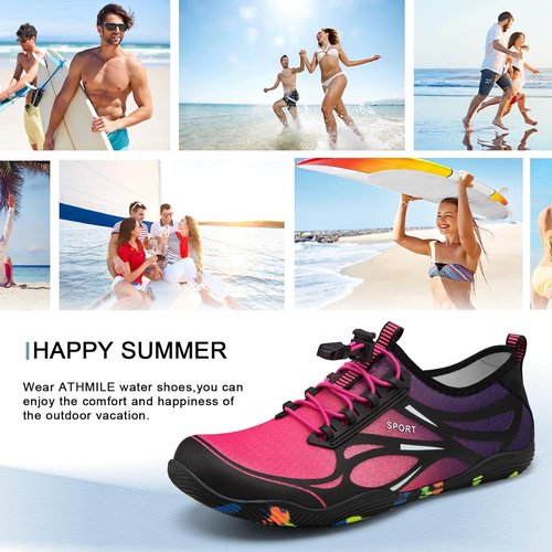 ATHMILE Water Shoes - Quick Dry Aqua Socks for Men & Women | Ideal for Beach, Lake & River Activities