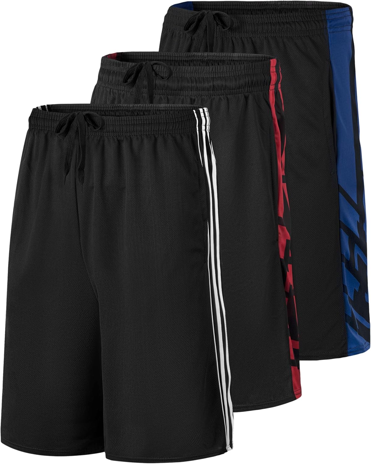 Real Essentials Men's 9" Mesh Basketball Shorts - 3 Pack | Athletic Performance Gym Shorts with Pockets (S-3X)
