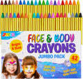 Skiennix 42PCS Face and Body Paint Crayons - Safe, Non-Toxic XL Kit with 14 Metallic Colors for Parties & Festivals