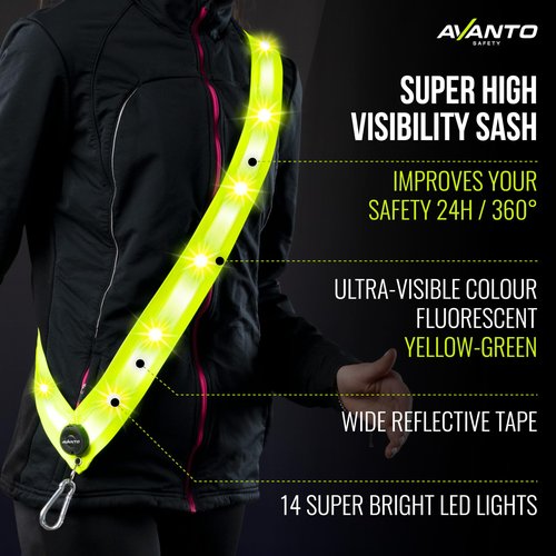 AVANTO LED Reflective Sash,Original, Running Lights for Runners,USB Rechargeable