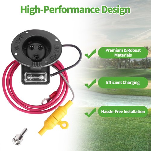 10L0L Golf Cart Charger Receptacle & Fuse Assembly 48V for Club Car DS, Replace OEM 101802101, 1017968-01, 1018949-01, Golf Cart Club Car DS Charger Port