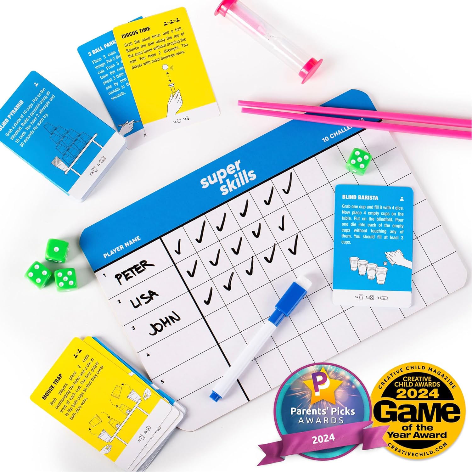 Super Skills - Competitive Action Game - 120 Fun Challenges for Family Nights & Parties