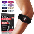 Sleeve Stars Tennis Elbow Brace for Men & Women, Elbow Brace for Tendonitis, Tennis Elbow Strap, Golfers Elbow Brace, Elbow Support Wrap for Tennis Elbow Relief, Fits 9"-23" (Single/Black)