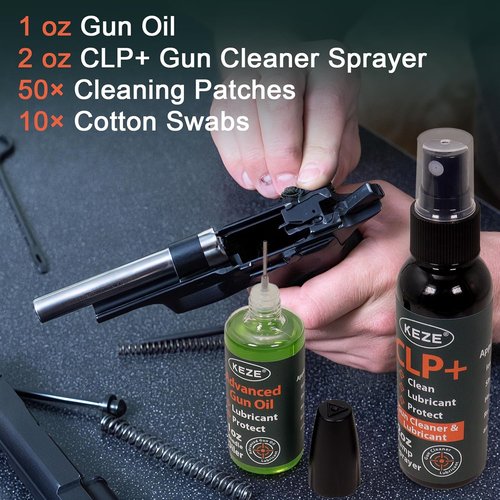 Keze Gun Oil CLP - Premium Gun Cleaner & Lubricant Kit with 2 oz. Fine Mist Sprayer & 1 oz. Needle Oiler