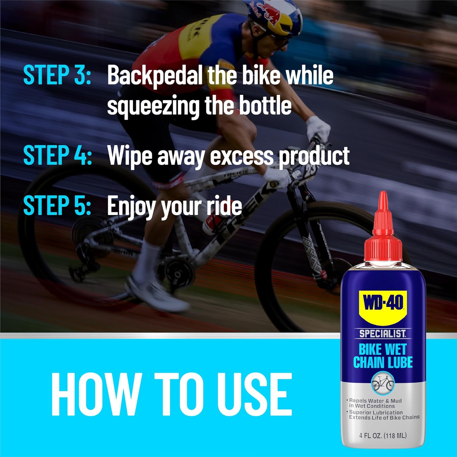 WD-40 Specialist Bike Wet Chain Lube - 4 OZ | Superior Lubrication for Smooth Riding