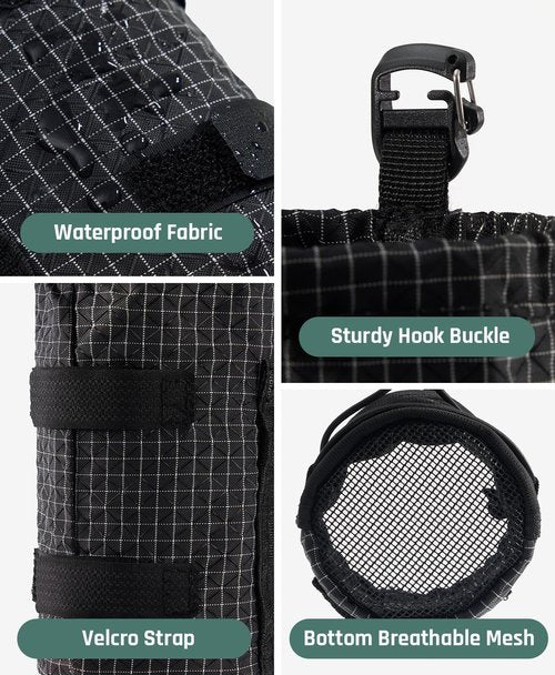 Neverwhy Large Water Bottle Holder Pouch Bag, Backpack Water Bottle Holder Mesh Bag Carrier Fits for 10-32oz Bottles, Heavy-Duty Water Bottles Holder Accessories for Hiking, Sports, Travel, Outdoor