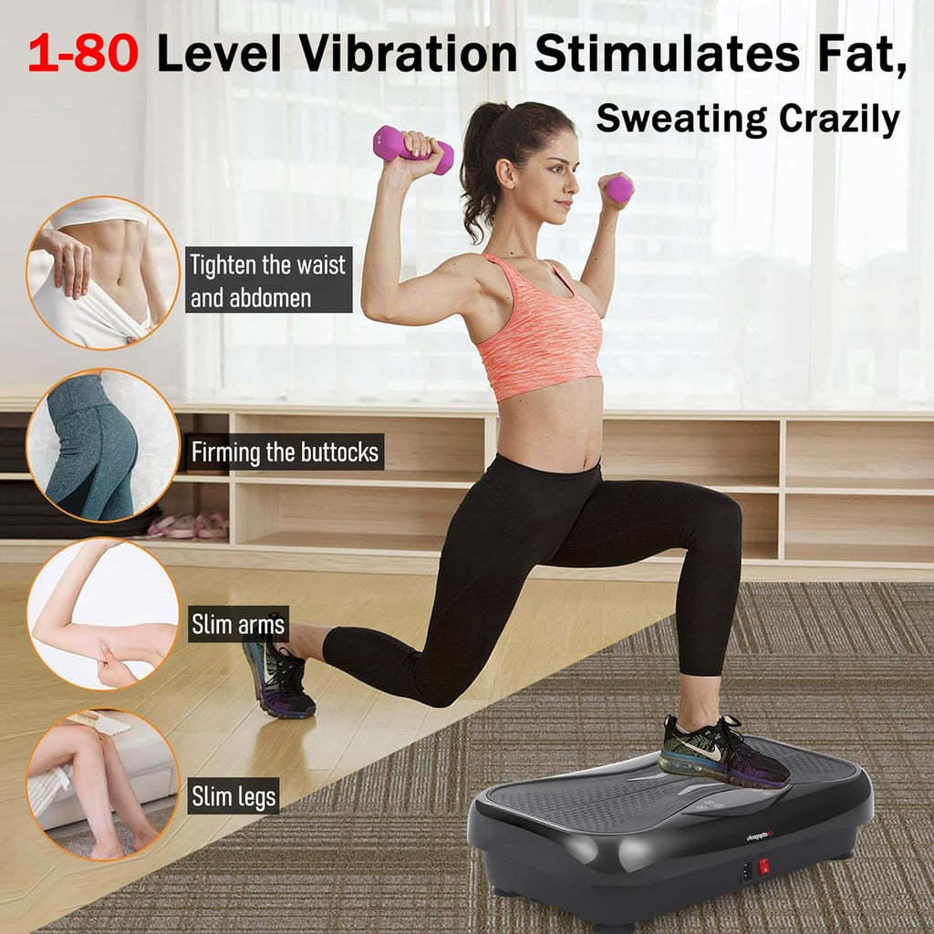 Skiennix Whole Body Vibration Plate - Power Vibrating Machine for Weight Loss & Lymphatic Drainage | Touch Screen & Resistance Bands Included