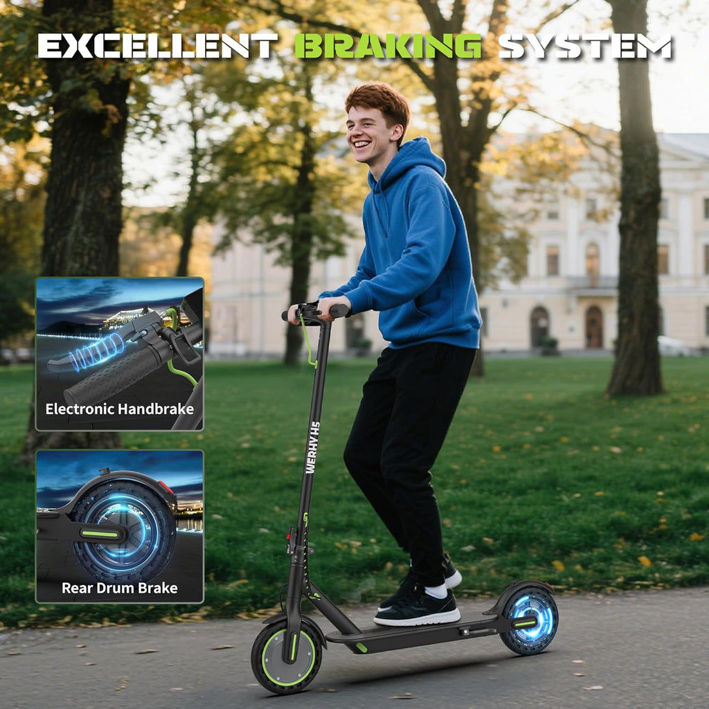 WERHY Electric Scooter - 350W/500W Motor, 19/22 MPH Speed, 15-28 Miles Range | Lightweight & Foldable