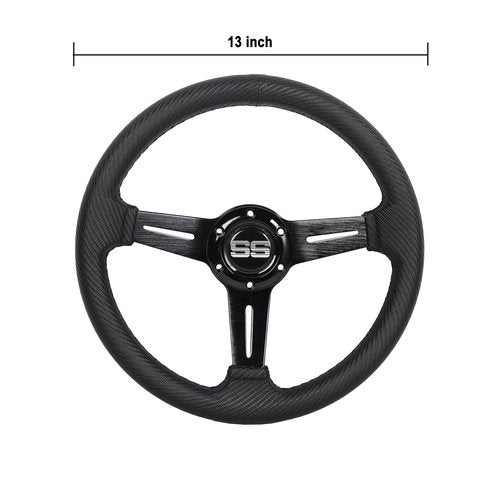 N2MU Golf Cart Steering Wheel 13 inch Universal for EZGO TXT RXV Club Car DS Precedent and Yamaha Black