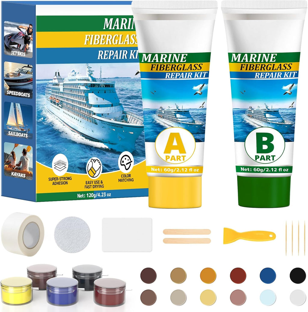Skiennix Marine Fiberglass Repair Kit - 120g Gel Coat Epoxy Filler for Boats | Fix Holes, Chips & Cracks