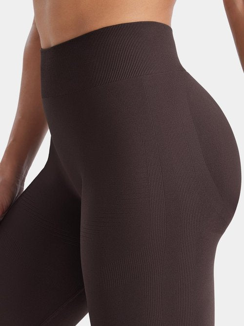 VOYJOY Workout Leggings for Women Seamless Scrunch Butt Lifting Leggings High Waisted Gym Yoga Pants Chocolate Brown S