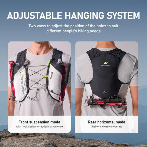 N NEVO RHINO Running Vest - Lightweight Hydration Pack with Dual 500ml Flasks | Adjustable for Men & Women