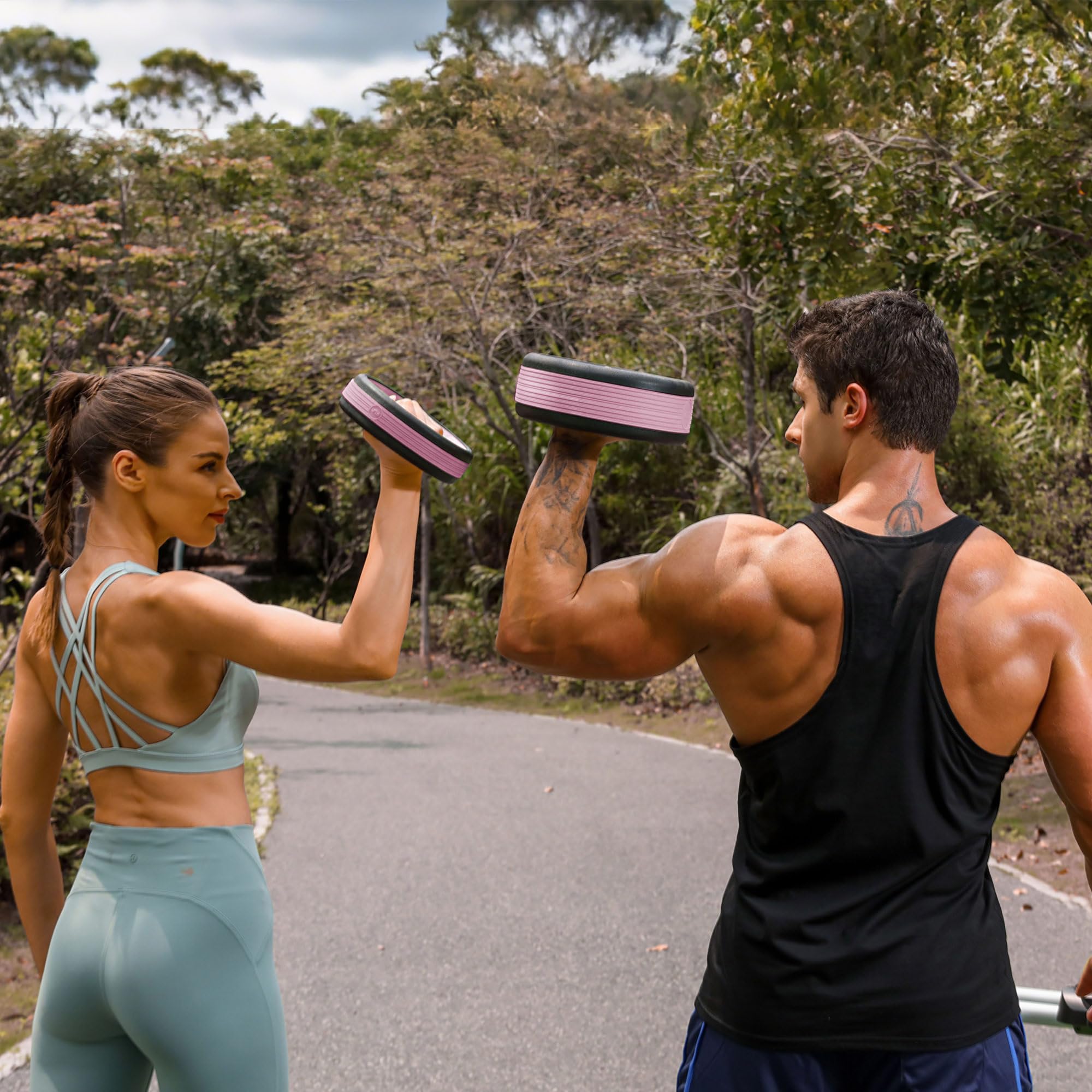 2-in-1 Dumbbell Weight Plates – 5LB Dual Purpose Ergonomic Fitness Equipment, Multifunctional Design for Strength Training, Full Body Workouts and Home Gym (Pink)