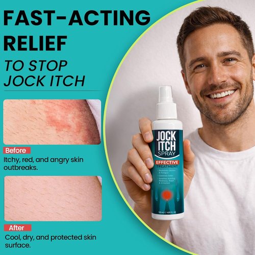 Jock Itch Spray - Antifungal Relief for Itchy Skin in Groin & Inner Thighs | Fast Absorption & Soothing Formula