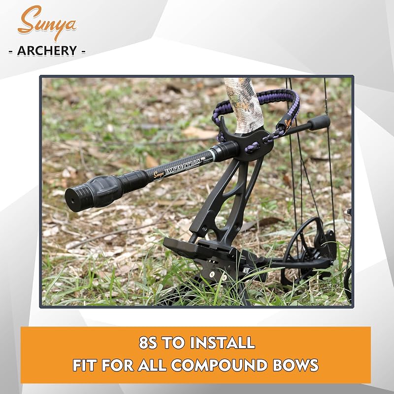 Sunya 12" Archery Bow Stabilizer with Carbon Fiber Body, Damping System & Weights Kit