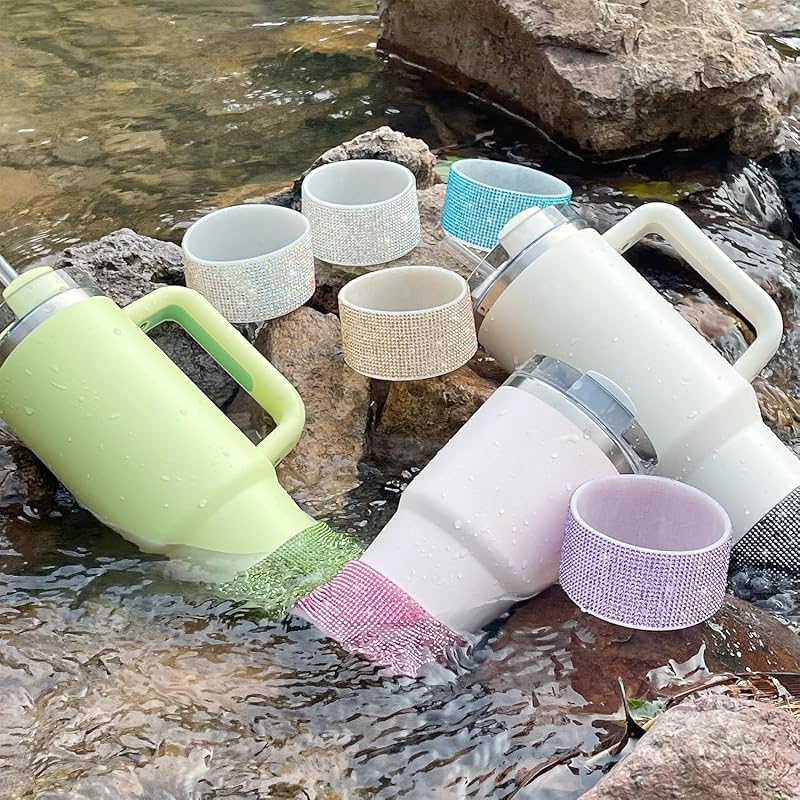 Diamond Glitter Silicone Boot Sleeve for Stanley Quencher H2.0 & 20-40oz Tumbler - Circles Stardrone+Fit