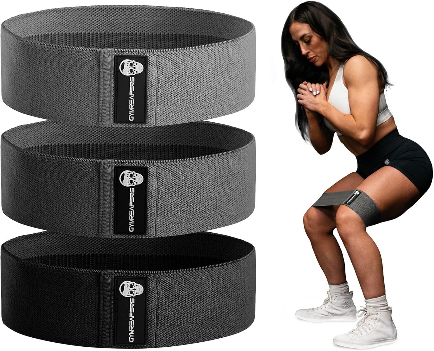 Skiennix Hip Bands for Booty Workouts - Non-Slip Fabric Set with 3 Resistance Levels for Men & Women