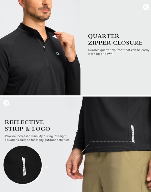 G Gradual Men's Running Shirt - Lightweight Quick-Dry Long Sleeve Quarter Zip Pullover for Gym & Golf