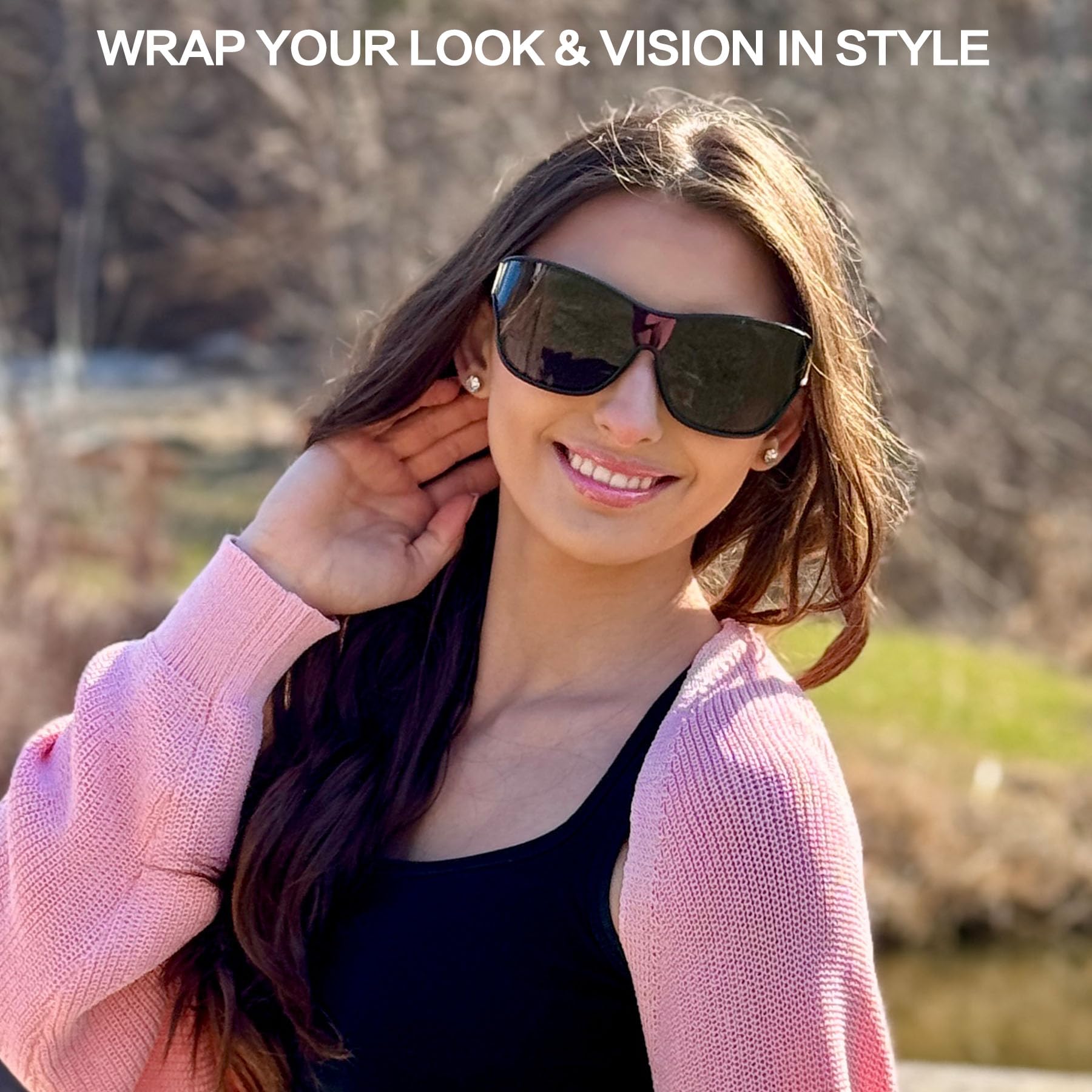 Jefoo Fit Over Glasses Oversized Polarized Sports Sunglasses for Women Men Trendy Retro Sun Glasses UV400 Protection