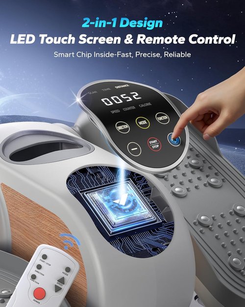 MERACH Under Desk Elliptical Machine - Quiet Portable Leg Exerciser with Remote Control & 12 Speeds | Ideal for Seniors (White)