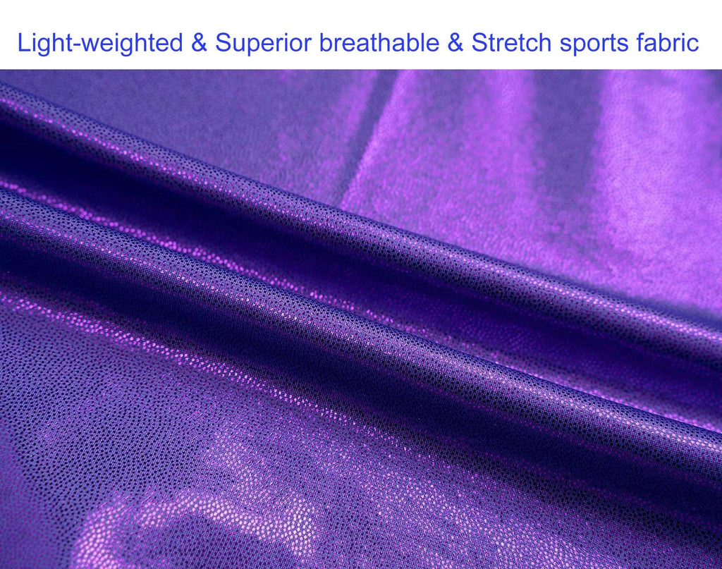 Domusgo Leotard for Girls Gymnastics Size 6-7 Years Old One Piece Solid Purple Biketard with Shorts