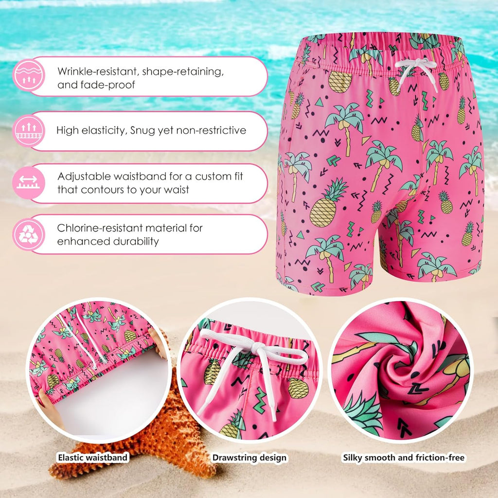 Skiennix Boys Swim Trunks - UPF 50+ Bathing Suit with Compression Liner | 1-3 Pack for Ages 5-16