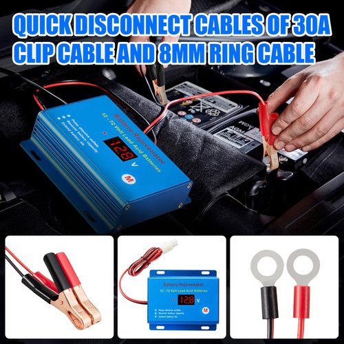 Battery Desulfator Reconditioner for 12V–72V Lead-Acid Batteries, Pulse Repair to Restore & Extend Battery Life – Works with AGM, Gel, VRLA, SLA, Flooded – for Car, RV, Solar, Marine, Golf Cart