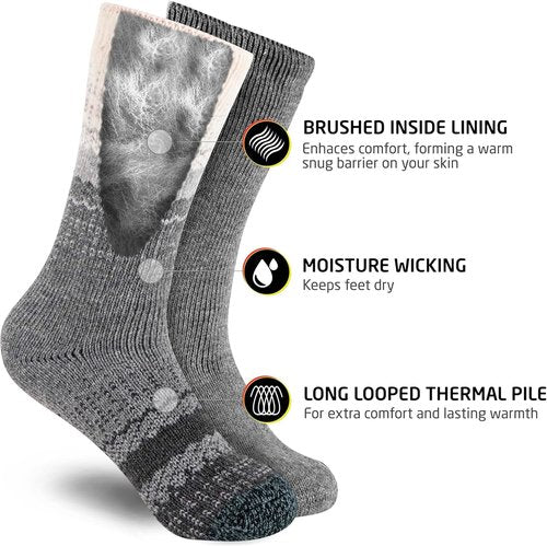 Hot Feet Thermal Socks for Women - Thick, Insulated Cold Weather Hiking Socks | Sizes 4-10.5