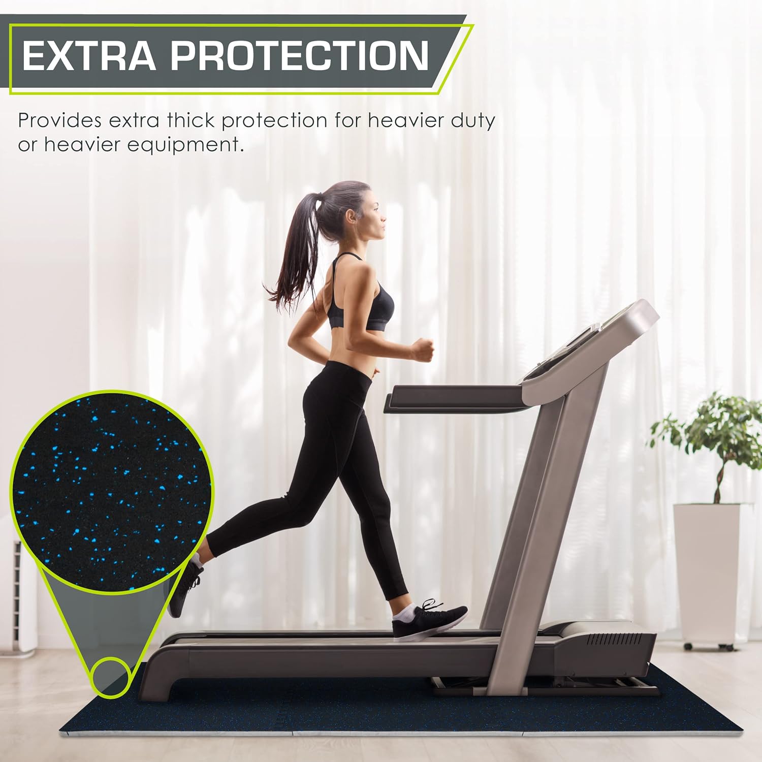 ProsourceFit Rubber Top Exercise Mat - 3/4-Inch Thick EVA Foam | 24 SQFT Interlocking Tiles in Blue